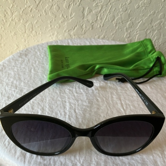 Kate Spade: Black Samantha Cat Eye Sunglasses- Gray gradient- green sleeve - Picture 16 of 16